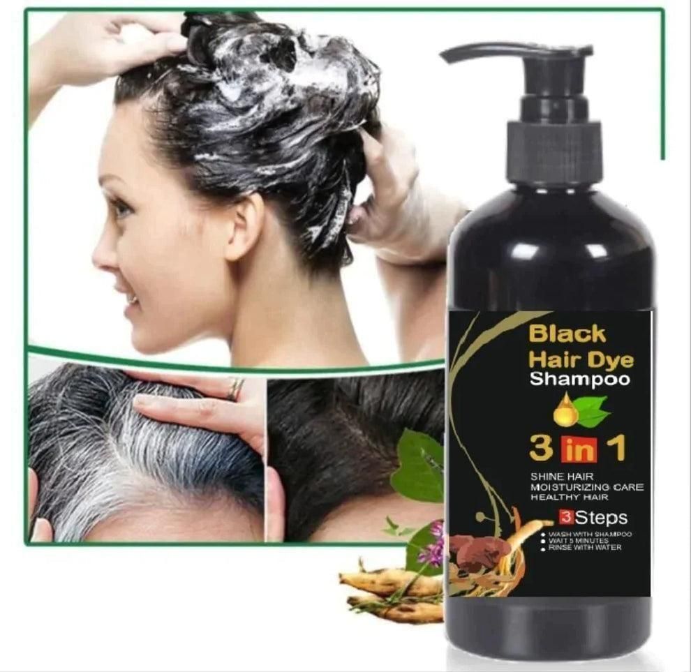 Unisex Instant Black Herbal Hair Dye Shampoo for Grey Hair Coverage Shampoo 3 in 1(100ml) Pack Of 2 - Zaporia Store